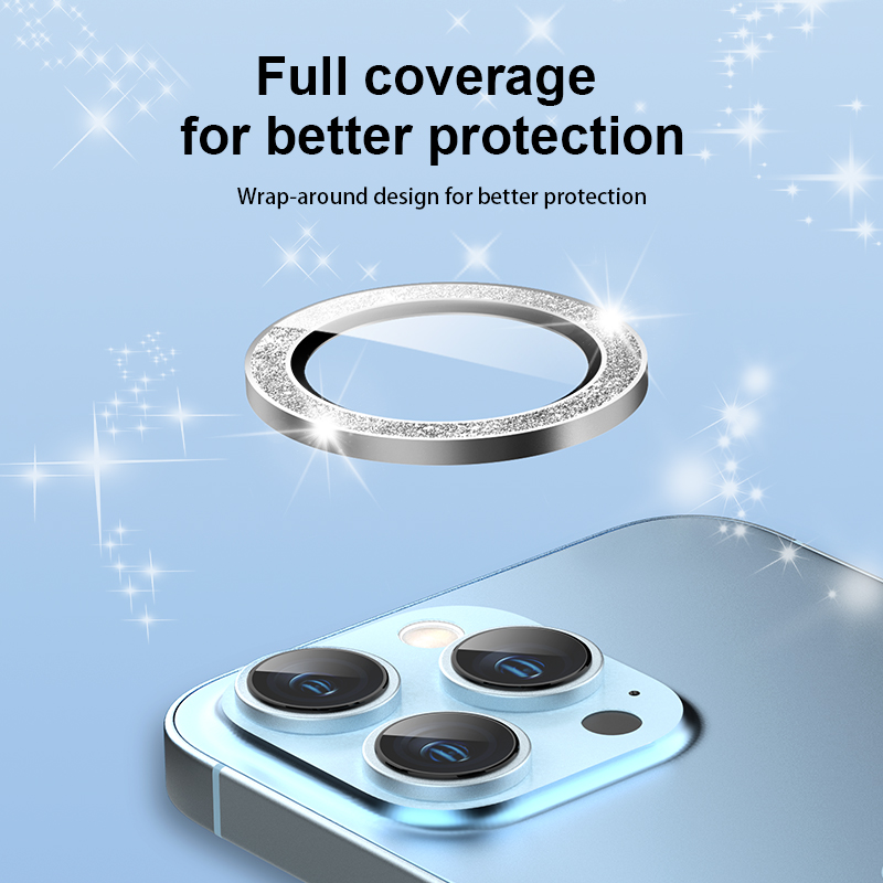 iPhone 15 Pro Max 闪亮钻石相机镜头屏幕保护膜 9H 单金属带玻璃相机镜头膜