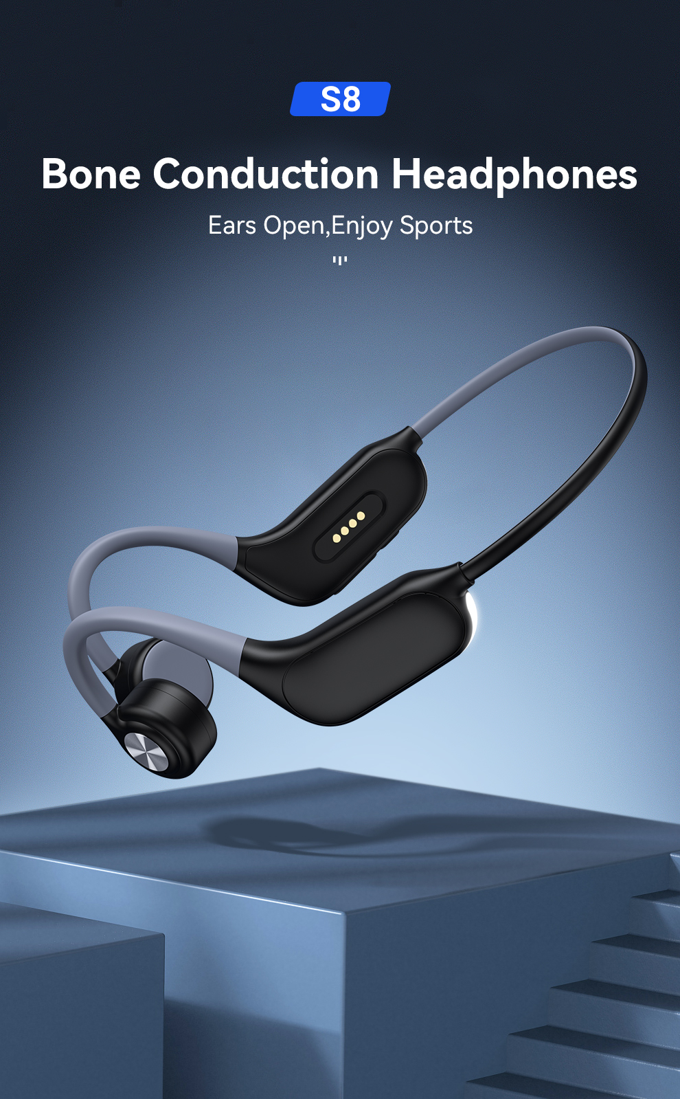 S8 LED灯蓝牙骨传导游泳耳机
