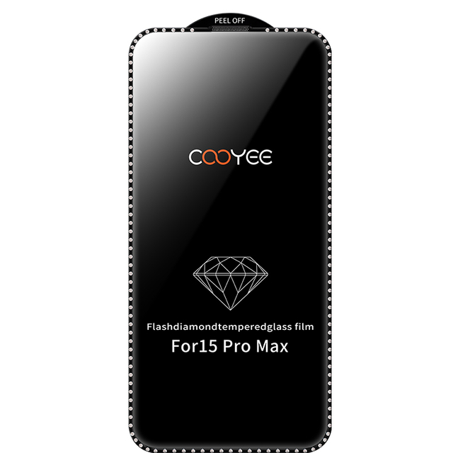 钻石苹果15 Pro Max透明钢化玻璃手机屏幕保护膜滴膜全屏覆盖不粘指纹